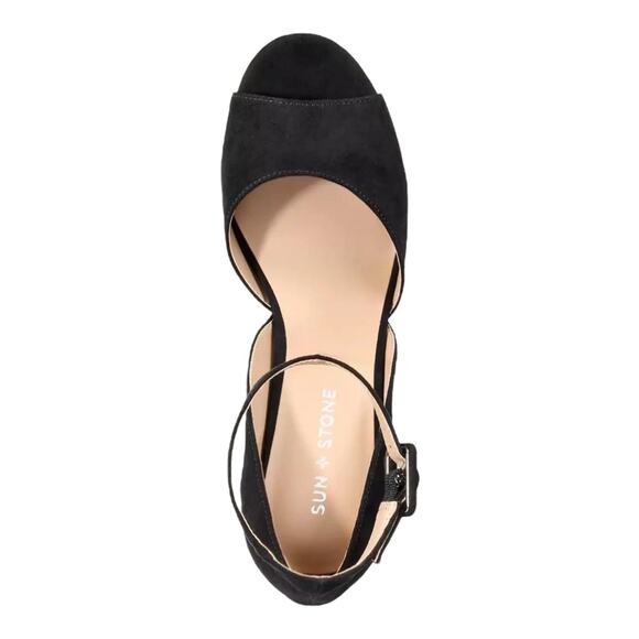Sun + Stone Women’s Reemaa Peep Toe Heel Platform Sandals Black Size 7 1/2 - Picture 3 of 4